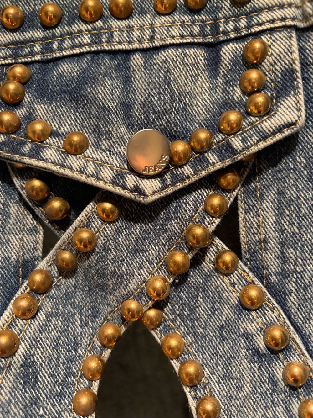 Pastels Blue Denim Jacket with Multicolor Gem Accents Size L - Picture 5 of 8